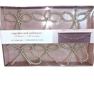 Cupcakes & Cashmere Pearl Bow Garland 6' Christmas Valentines Day String NEW